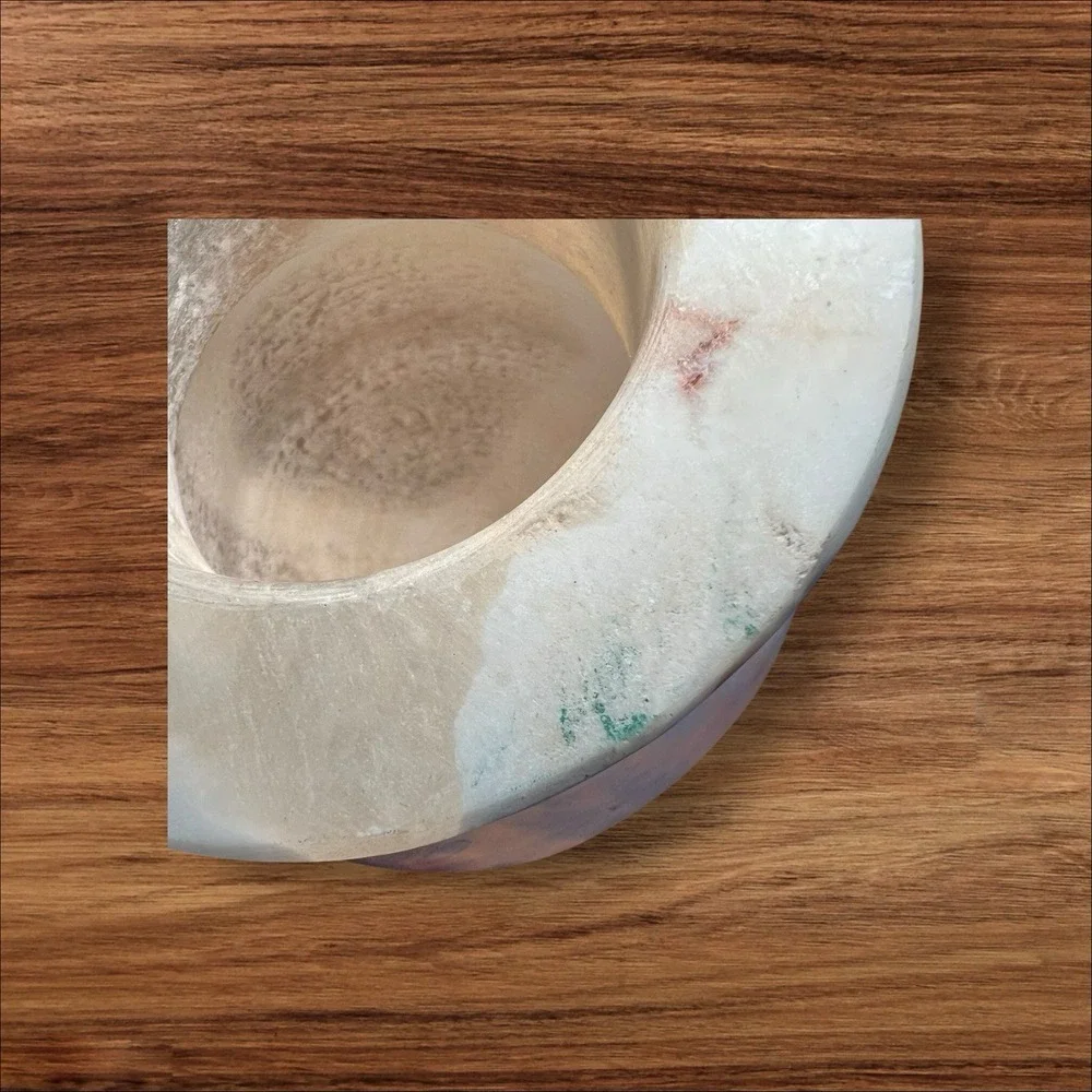 Egyptian Alabaster/marble Onyx Stone Vase‎ Lid And Serving Tray  VTG Collectible